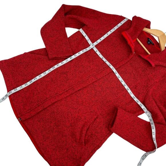 Lands End red fleece full zip long length jacket size large cozy and soft - Picture 4 of 6